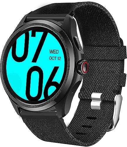 Blueshaweu Compatible for Ticwatch Pro 5 Smartwatch Band, 24mm Breathable Nylon Woven Fabric Replacement Accessory Strap Compatible with Ticwatch Pro 5 Android Smartwatch (Black)
