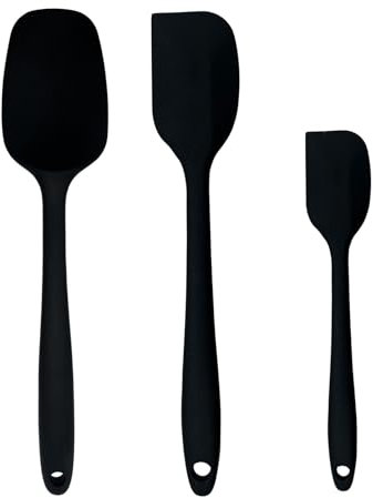 Silicone Wok Spatula and Spoon, Non-Stick Kitchen Utensils with Steel Core for Cooking, 1 Small and 1 Large Spatula