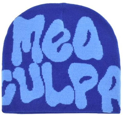 Gehanico Beanie Hat Letter Print Beanies MEA Y2K Beanies Beanie Strickmütze für Damen Herren Slouchy Beanies und Strickmützen für Unisex, Blau-b, Einheitsgröße
