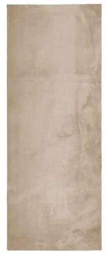 vidaXL Teppich, Wohnzimmerteppich Kurzflor Weich Waschbar, Moderner Teppich für Wohnzimmer Schlafzimmer, Flauschig Einfarbig rutschfest, Sandfarben 80x200cm