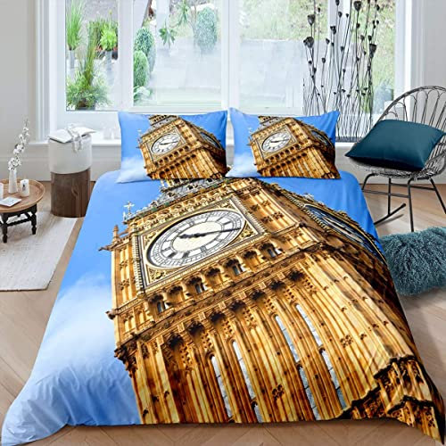 Rptidmv Bettwäsche 135x200 Big Ben Bettwäsche-Set mit Reißverschluss Schließung (Kinder Jungs Mädchen), Weich Microfaser Bettbezüge + 2 Kopfkissenbezug 80x80 cm