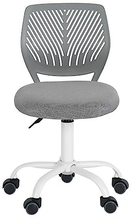 FurnitureR Schreibtischstuhl, Studiendrehstuhl ohne Armlehnen, höhenverstellbarer Bürostuhl, Arbeitsstuhl für Home Office, Schlafzimmer, Arbeitszimmer, Grau