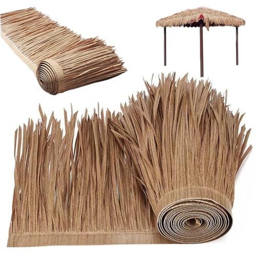 SHITOOMFE Rollo de bambú, Techo de Paja 39x20 Pulgadas de Hierba Mexicana vívida Techo de Paja Artificial Aislado antiflaming antiflaming pijón Flexible Flexible para Barra de cabaña palapa