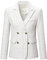 YYNUDA Veste en Tweed Femme Elegant à Manche Longue Blazer Elegant à Carreaux Revers Blanc M