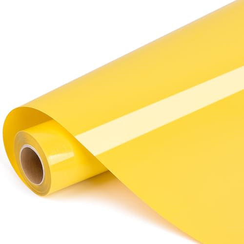 IModeur Plotterfolie Textil Gelb – 30,5 x 400 cm Flexfolie Plotter Textil Gelb für Silhouette Cameo, Textilfolie Plotter für Kleidung, Mützen, Hosen, andere Stoffe