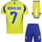 metekoc NASSR Riyadh Al 2024/2025 Heim #7 Football Fußball Kinder Trikot Shorts Socken Geschenk Set Jugendgrößen (Gelb/Blau,24)