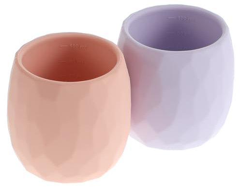 Vasos de silicona para aprender a beber, para niños de 6 a 12 meses, pequeños vasos abiertos, botella de entrenamiento para bebés y niños pequeños, con marcas de capacidad, juego de 2 (Orchid
