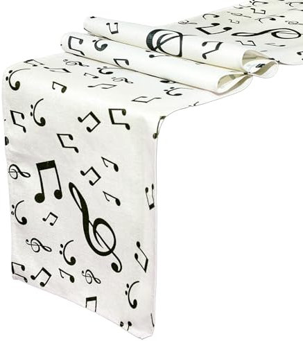Musik Notizen Tischläufer, 170 X 33cm Musik Tischläufer Modern Tischläufer Schwarz Weiß Noten Table Runner Wiederverwendbar Tischläufer Abwaschbar Tischdeko Esstisch Tisch Läufer für Weihnachten Party
