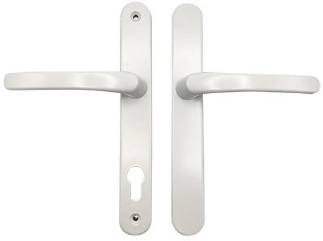 TSS UPVC Door Handles Set with Blank External (Dummy) - Lever/Lever - 92mm PZ (Centres) - 210mm Screw to Screw - Backplate 244mm X 34mm Replacement Dummy UPVC Door Handles (White)