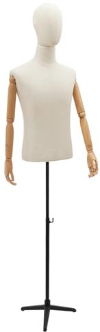 LUNICASHA Schneiderpuppe, Verstellbar Schaufensterpuppe, Schneiderbüste Herren, Schneiderpuppe Männlich Verstellbar für Kostümbildner (Schwarz, 53-76in)