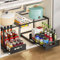 NETEL 2-in-1 Extendable Under Sink Storage Organiser with Metal Pull Out Kitchen Under Sink Organiser,65-73cm Adjustable Width, Kitchen Bathroom Pantry Cabinet Organization Rack