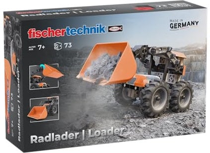 fischertechnik Loader 576106 – pädagogisches Konstruktionsspielzeug, Radlader-Spielzeug-Bausatz für Kinder ab 7 Jahren, orange