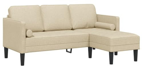 vidaXL Sofa 3-Sitzer L-Form Creme 160 cm Stoff