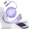 Retractable USB C Multi 5-in-1 USB A/Type C to Lightning/Type C/Micro iPhone Charger Cable,100W Fast Multiple Apple Charging Cord iPhone 15 14 13 12 Pro Max Xs Xr X 8 7 6 Plus SE/Samsung/iPad-Purple