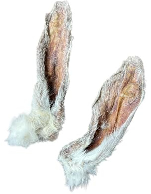 Ancestral Hunter Dehydrated Rabbit Ears for Dogs & Cats Treats - Whole Rabbit Ears with Fur for Dogs - Rawhide Alternative - Made in USA - Single Ingredient Dog Treats (Pack of 12 Mini Ears)