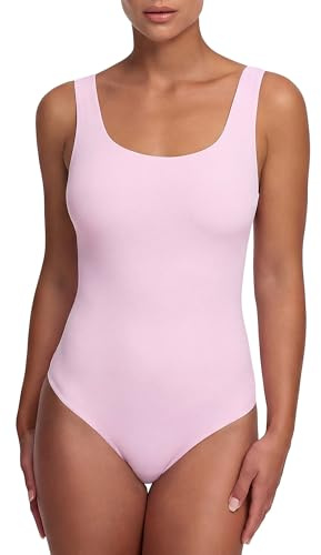 creamy fabrics Body Damen Rückenfrei Low Back String Baumwolle Ärmellos | Tiefer Rückenausschnitt glatter Stoff breite Träger und Druckknopfverschluss für offene Looks und bequemen Alltag