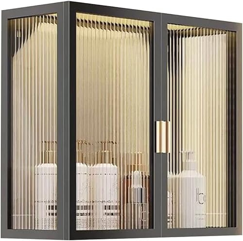 Wandmontierter Badezimmerschrank Für Zu Hause, Mehrzweck-aufbewahrungsschrank über Der Toilette Kosmetik Parfüms Aufbewahrungsbox Mit Glastüren, Black, 40x13x30cm