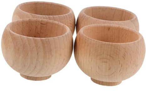 Japanische Nadelschale für Strick und Nähprojekte 4 Stück | Unbehandelter Holzsockel, Stabile Basis zum Gestalten, für Stickerei und Handarbeit, Kreative Studioplanung