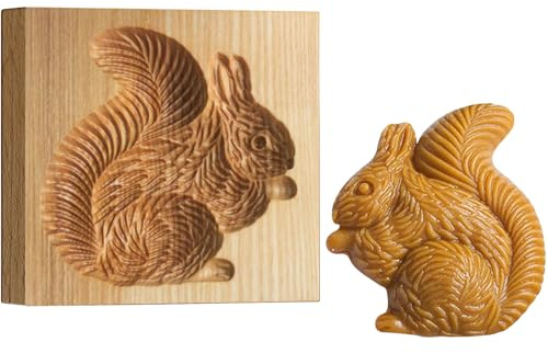 Holz-Keksform Eichhörnchen Ausstechform, Plätzchenformen Cookie Cutter Backform aus Buchenholz, Wiederverwendbare Prägeform für Weihnachten Ostern Geburtstag Backzubehör (Eichhörnchen)