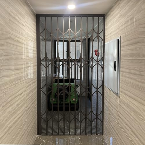 Fenstergitter Einbruchschutz Diebstahlsicheres Fenstergitter, Abschließbar, Extra Große Tür Fenstergitter, Ausziehbare Graue Sicherheits-Schiebetürabsperrung, Individuell(W50xH110cm/20x44in)