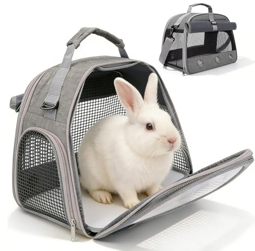 Sac De Transport pour Petits Animaux: Sac Transport Chat Chien avec Matelas, avec Fenêtre Transparente, Cage De Transport Portable pour Petit Oiseau, Cochons d'Inde, Chinchillas, Hamster (Gris)