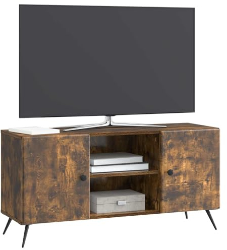 vidaXL TV-Schränk Geräucherte Eiche 102 x 34,5 x 50 cm Holzwerkstoff, Wohnzimmer, Rechteckiger TV-Ständer, Moderner Halter, Großer Stauraum, Medienkonsole mit vielen Regalen