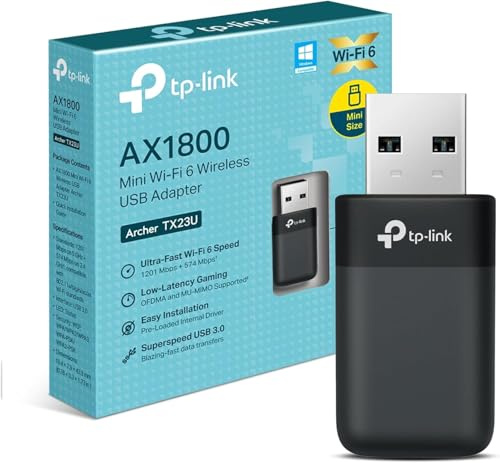 TP-Link Archer TX23U WiFi 6 AX1800Mbps, Adattatore USB Nano Scheda di Rete, Wireless Dual Band, Driver Interno Preinstallato, USB 3.0, MU-MIMO, WPA3, OFDMA, Windows 11/10
