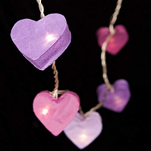 Blaze On Radiant Heart Fairy Lights - Purple Tones - 20 LED - USB Powered | Handcrafted from Hand-Screened Mulberry Paper with Warm White LEDs