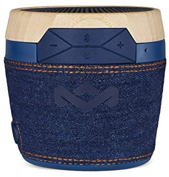 House of Marley Chant Mini BT - Portable Bluetooth Speaker, Splash Resistant, 6hr Play Time Battery Life, Mic Speakerphone, Carabiner Clip, Wireless Connect iPhone, iPad, Samsung and More - Denim