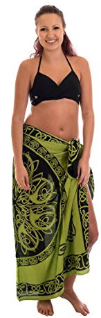 Ciffre Sarong Pareo Wickelrock Strandtuch Handtuch Lunghi Dhoti Wandbehang Keltisch Kreis Schnalle Grün