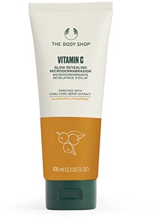 The Body Shop Vitamin C Microdermabrasion Glow Boosting 100 ml mit Camu Camu für wöchentliches Heim-Spa-Peeling für hellere, klarere Haut