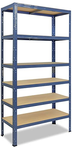 shelfplaza Home 230x100x60cm Schwerlastregal blau mit 6 Böden x 145kg | Kellerregal · Lagerregal · Metallregal · Regale für Kellerraum · Steckregal · Abstellraum Regal