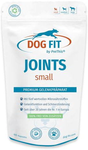 DOG FIT by PreThis® Joints Gelenkkomplex für Hunde I Glucosamin, MSM, Kollagen, Teufelskralle & Weihrauch I Ohne Zusätze I small bis 10kg