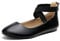 DREAM PAIRS Women's Sole_Stretchy Black/PU Elastic Ankle Straps Ballet Flats Shoes Size 8 US/ 6 UK