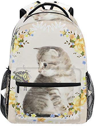 Zaino Scuola Gatto e Rosa per Ragazzi Borsone da viaggio per bambini