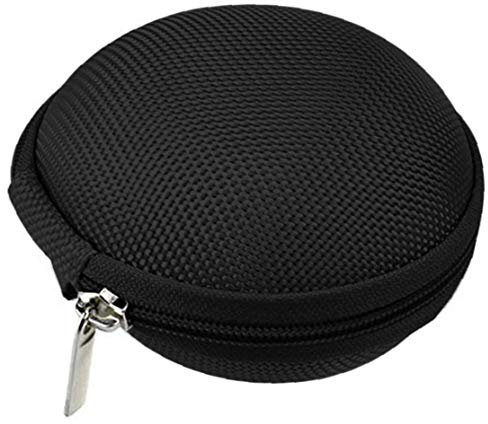 Mini Zipper écouteur SD Carte de Stockage de Cas Sac Boîte Ronde étui de Transport Femme Porte-Monnaie Porte-Monnaie (Noir)