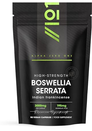 Boswellia Serrata Extract 3000mg – 65% Boswellic Acid (150mg per Capsule) - 90 Capsules (3 Months Supply) – Resealable and Recyclable Pouch – by Alpha01