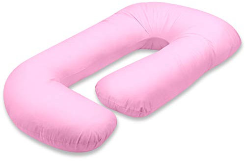 Vitabo weiches Schwangerschaftskissen G-Form | ergonomisches Seitenschläferkissen Stillkissen | Flexibles Stützkissen und Kniekissen für erholsamen Schlaf | 110x70 cm (Rosa)