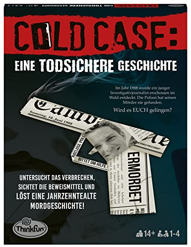 ThinkFun - 76464 - Cold Case: Eine todsichere Geschichte. Der Krimi im eigenen Heim. Wer findet den Mörder? EIN Rätsel-Spiel für Einen oder in der Gruppe ab 14 Jahren