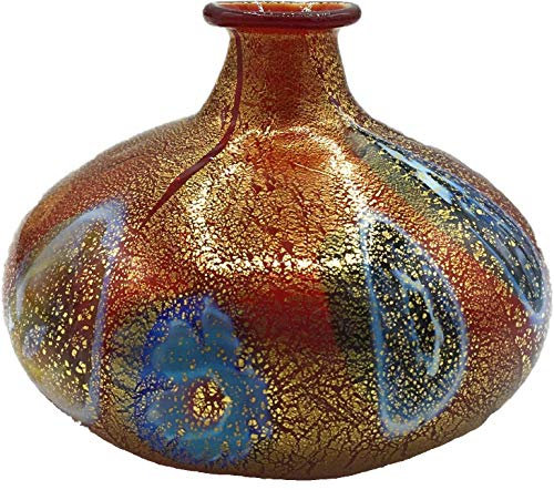 Bouteille en verre de Murano Murrina feuille d'or, fabriquée en Italie (Cipolla rouge, Ø 8 x H 6 cm)