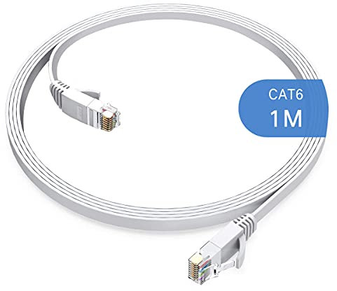 Gulaey 1m Cat6 Ethernet Cable, Long Internet Cables High-Speed Patch Cord Flat Design 1Gbps for 250Mhz/s UTP for Console, PS3, PS4, PS5, Switch, Router, Modem, Patch Panel, PC, TV, Home Office