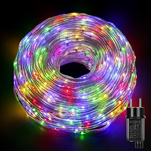 GlobaLink 25M LED Lichtschlauch, 500er LED Weihnachtsbeleuchtung Außen Strom IP65 Wasserdicht, Schlauch Lichterkette PVC-Draht 8 Modi für Innen Außen Garten Hochzeit Party Weihnachten Deko - Bunt