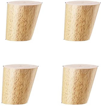 4 Pièces de Pieds de Canapé en Bois,Pieds de Meubles Surélevés,Pieds de Armoire Cône Oblique,Pieds de Table de Bricolage,avec Plaque de Montage,Vis et Protecture de Plancher (6cm/2.36in)