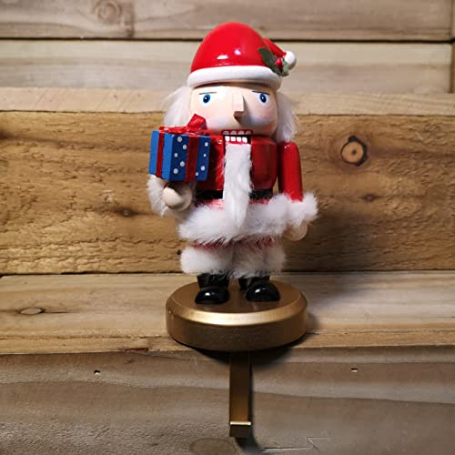 Samuel ALEXANDER 24cm Wooden Christmas Santa Nutcracker Stocking Holder Decoration