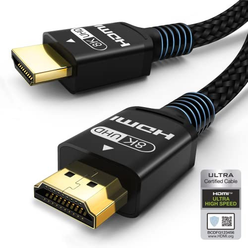 fongsunjit hdmi kabel 3meter 4K 8K 60Hz 120Hz 144Hz HDMI 2.1 Kabel Zertifiziert 48Gbps ARC eARC ALLM VRR Dolby HDR10+ HDCP 2.2 7680p für PS5 Soundbar TVs PC