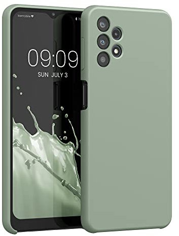 kwmobile Hülle kompatibel mit Samsung Galaxy A32 5G Hülle - Silikon Handy Case - Handyhülle weiche Oberfläche - kabelloses Laden - Graugrün