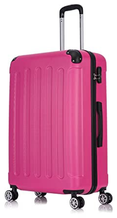Flexot® Flex-2045 Koffer (16 Farben zur Auswahl) Zwillingsrollen Reisekoffer Trolley Hartschale (XL, Rose)