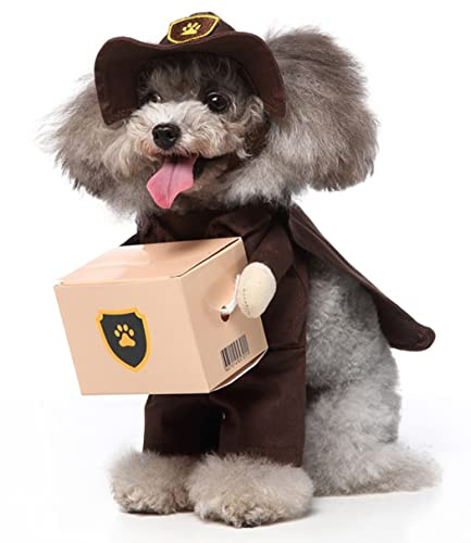 XIAOYU Halloween-Kostüm für Hunde und Katzen, lustiges Porter-Kostüm, Größe S, Braun