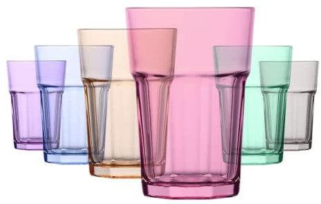 LAV - Farbiges 6er Gläser Set á 350ml – Cocktailgläser –Trinkgläser – Wassergläser – „Coral ARA“ Modernes Design