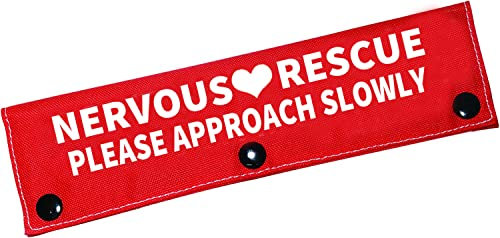Funny Dog Leash Sleeve Nervous Rescue Please Approach Slowly Dog Leash Wrap Wrap Alert Hanging Id Patch Tag(Approach Slowly-Sleeve)